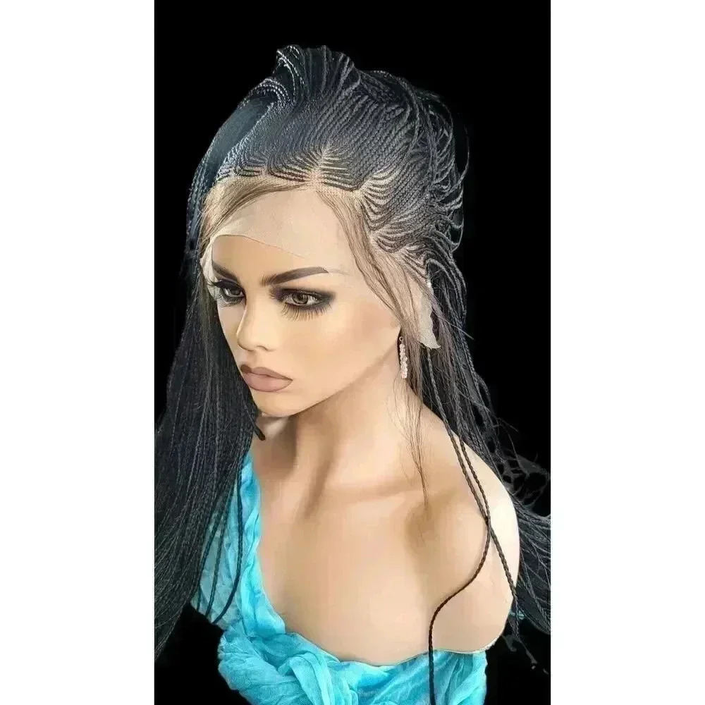 Long Jet Black Ghana Braid Wig - Handmade - Picture 16 of 16